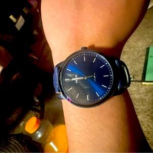 Blue Fossil Watch with blue dial.